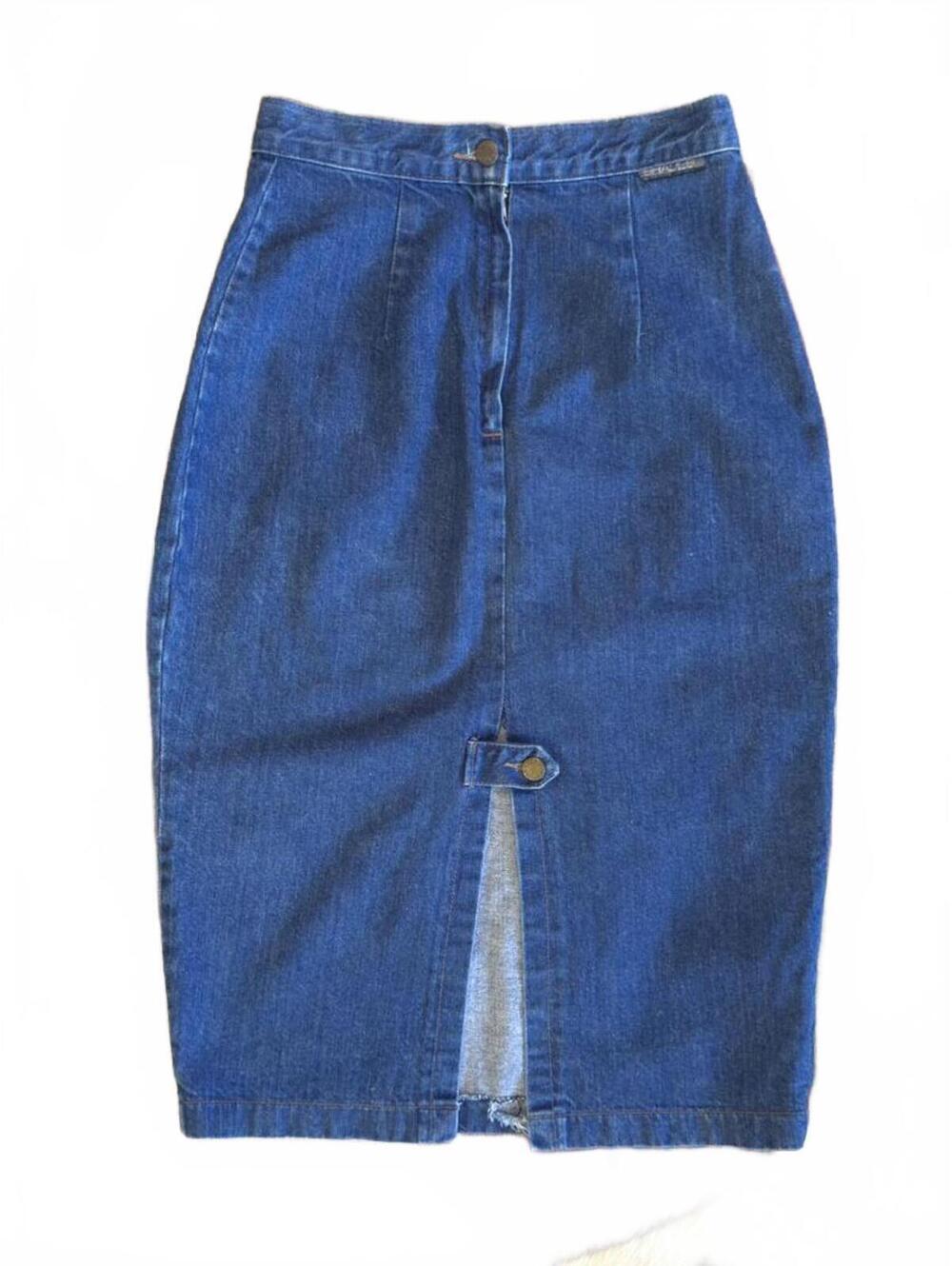 Y2K Shades Denim Pencil Skirt with Front Slit